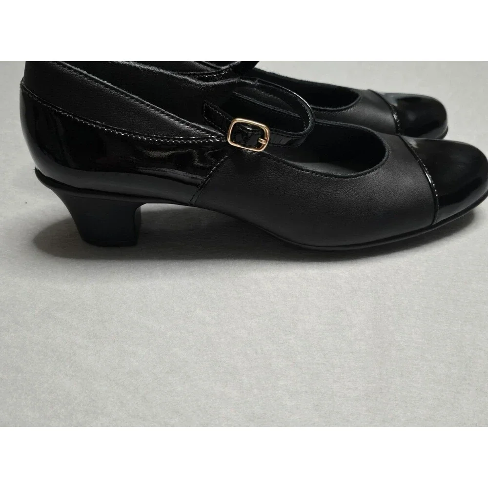 SAS Isabel Mary Jane Heels Black Patent Cap Toe Comfort Shoes Women’s 9 Slim EUC - Picture 5 of 11
